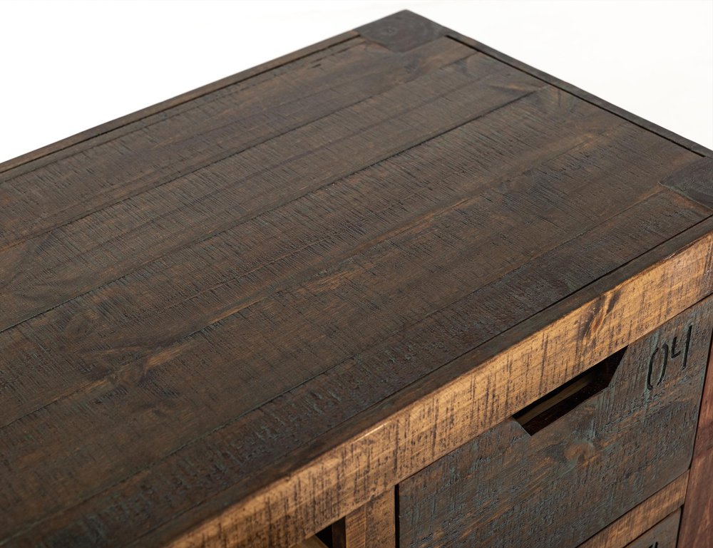 61" Brown Distressed Wood 12 Drawer Sideboard HomeRoots