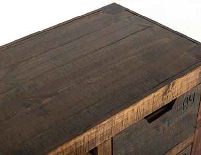 61" Brown Distressed Wood 12 Drawer Sideboard