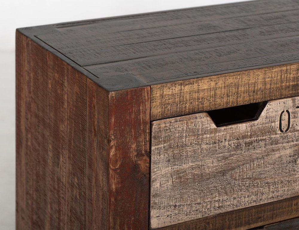 61" Brown Distressed Wood 12 Drawer Sideboard — view 5