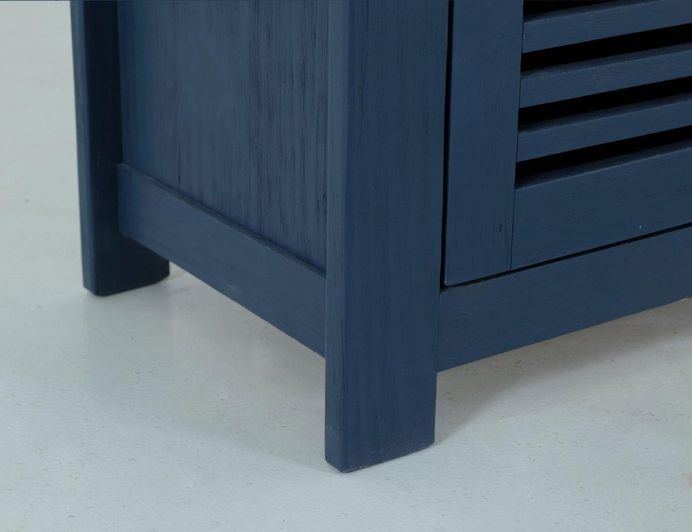 69" Blue Brown And Dark Blue Distressed Wood Six Drawer Sideboard With Two Doors HomeRoots