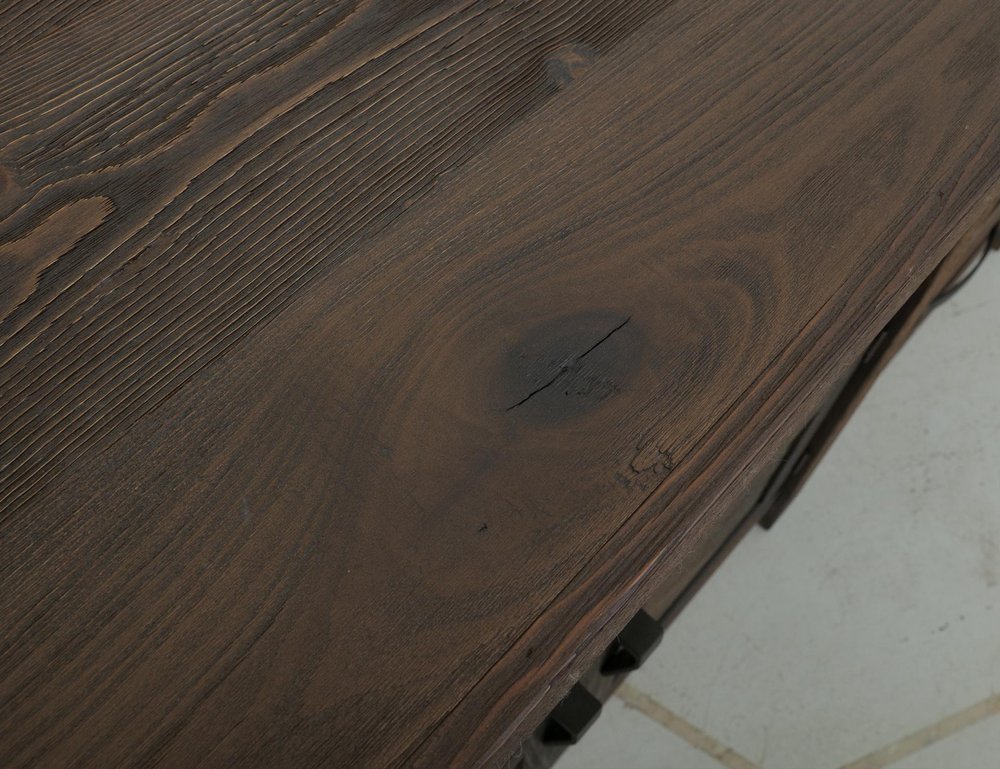 60" Brown Distressed Solid Wood And Wood Carved Abstract Three Drawer Sideboard With Two Doors — view 7