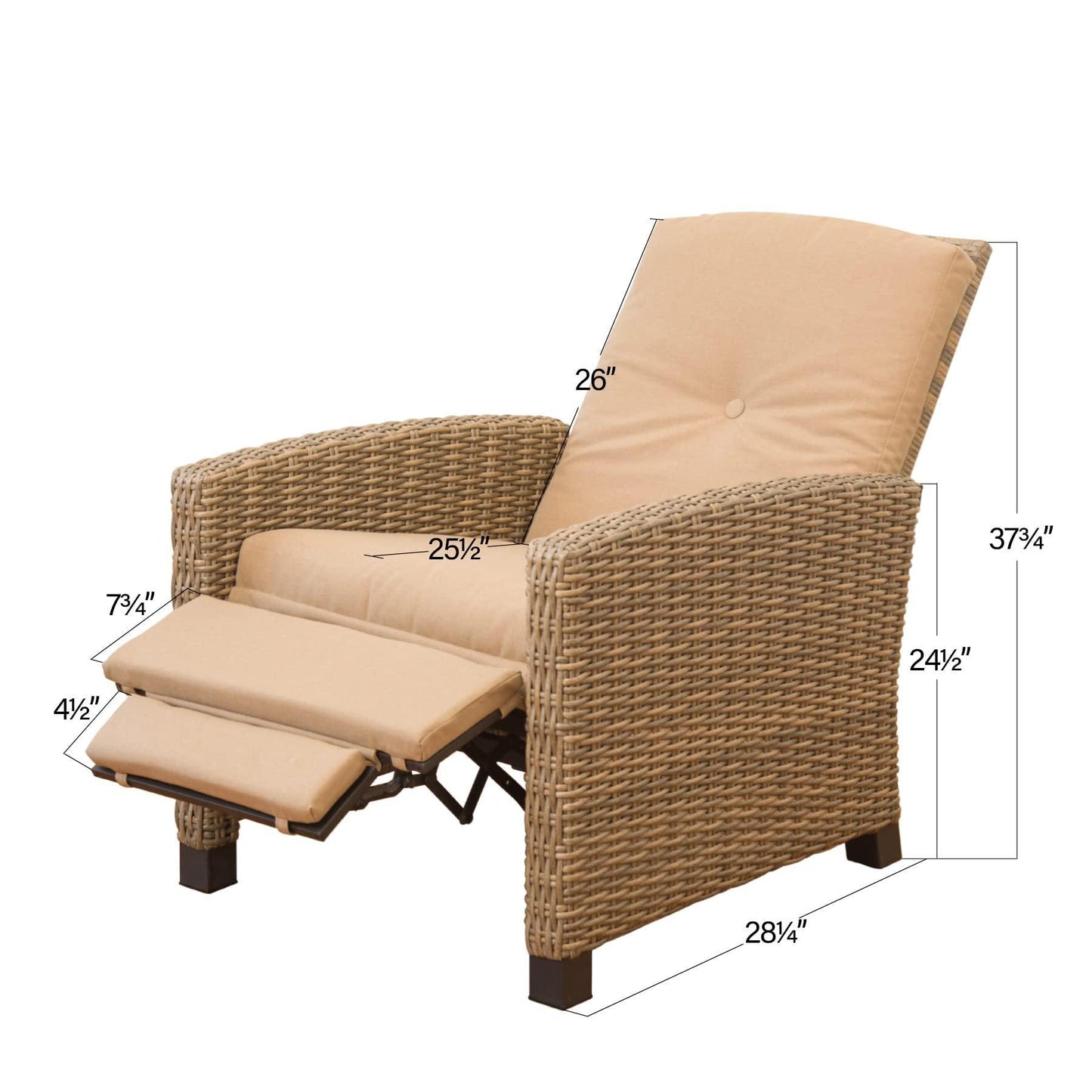 Domi Indoor & Outdoor Recliner, All-Weather Wicker Reclining Patio Chair - FurniFindUSA