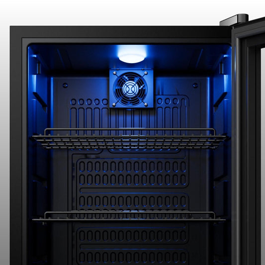 33" X 17" Clear And Black Stainless Steel Single Compartment Can Beverage Refrigerator