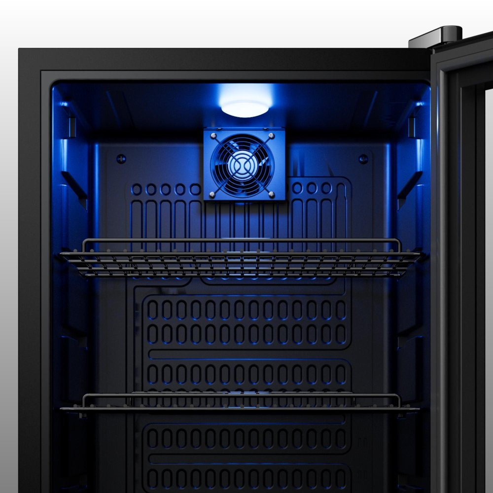 33" X 17" Clear And Black Stainless Steel Single Compartment Can Beverage Refrigerator — view 1