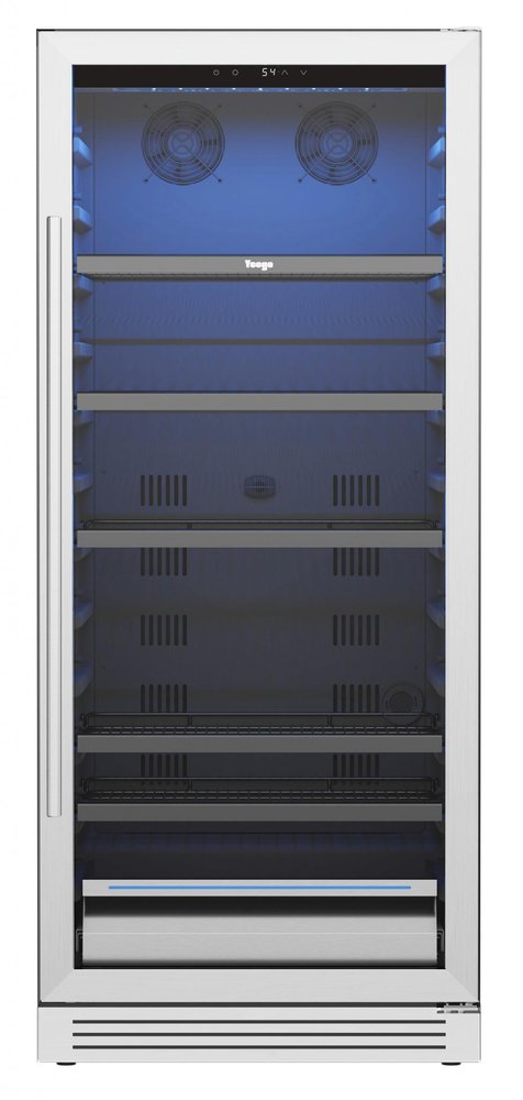 55" X 23" Silver and Black Stainless Steel Single Compartment Can Beverage Refrigerator HomeRoots