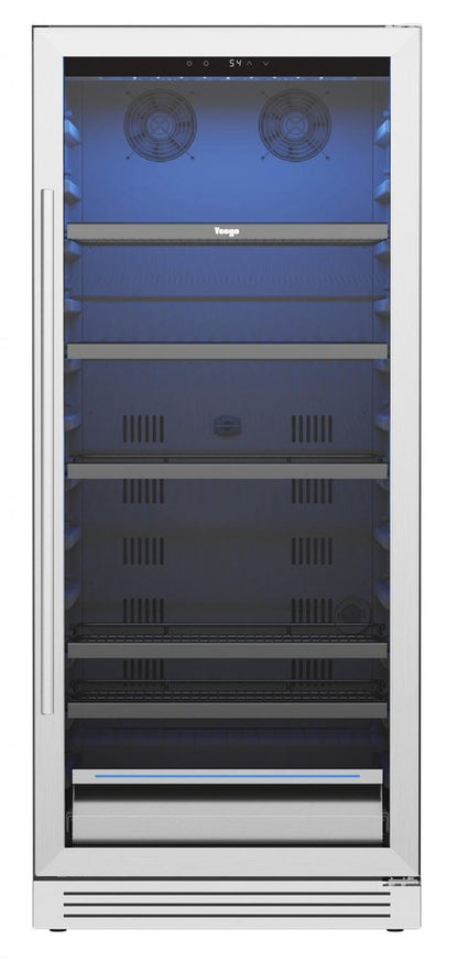 55" X 23" Silver and Black Stainless Steel Single Compartment Can Beverage Refrigerator HomeRoots