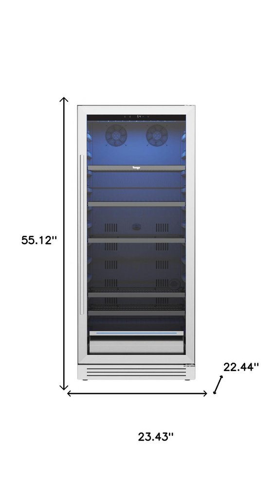 55" X 23" Silver and Black Stainless Steel Single Compartment Can Beverage Refrigerator — view 2