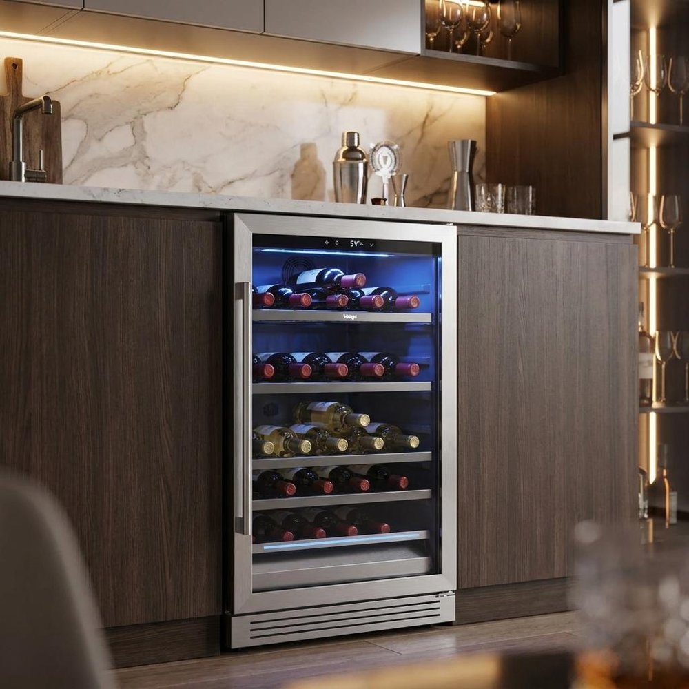 55" X 23" Silver and Black Stainless Steel Single Compartment Can Beverage Refrigerator — view 3