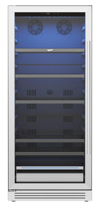 55" X 23" Silver and Black Stainless Steel Single Compartment Can Beverage Refrigerator HomeRoots