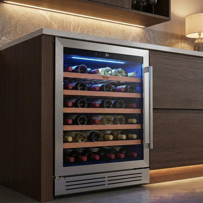 32" X 23" Silver And Black Stainless Steel Single Compartment Wine Refrigerator HomeRoots
