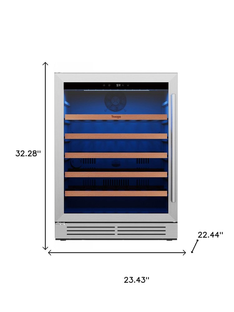 32" X 23" Silver And Black Stainless Steel Single Compartment Wine Refrigerator — view 1