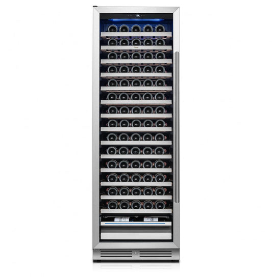 69" X 23" Silver and Black Stainless Steel Single Compartment Wine Refrigerator HomeRoots