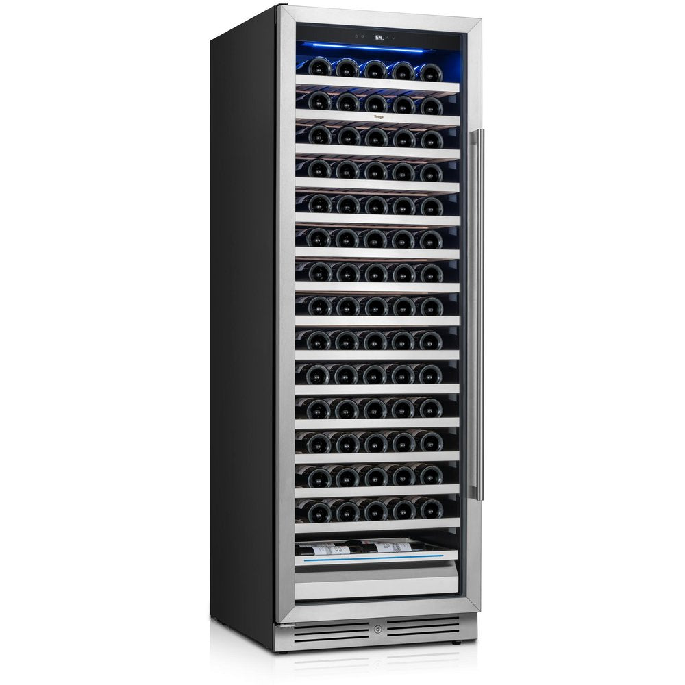 69" X 23" Silver and Black Stainless Steel Single Compartment Wine Refrigerator HomeRoots