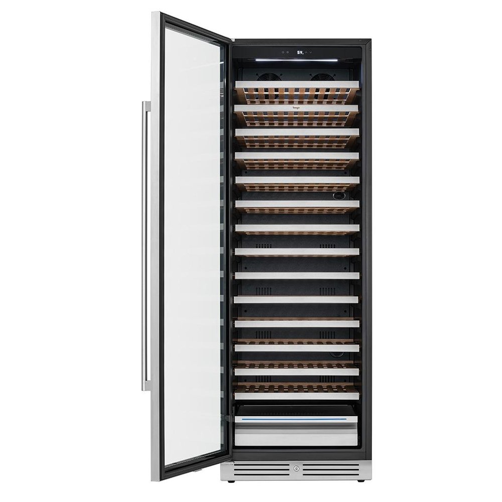 69" X 23" Silver and Black Stainless Steel Single Compartment Wine Refrigerator — view 4