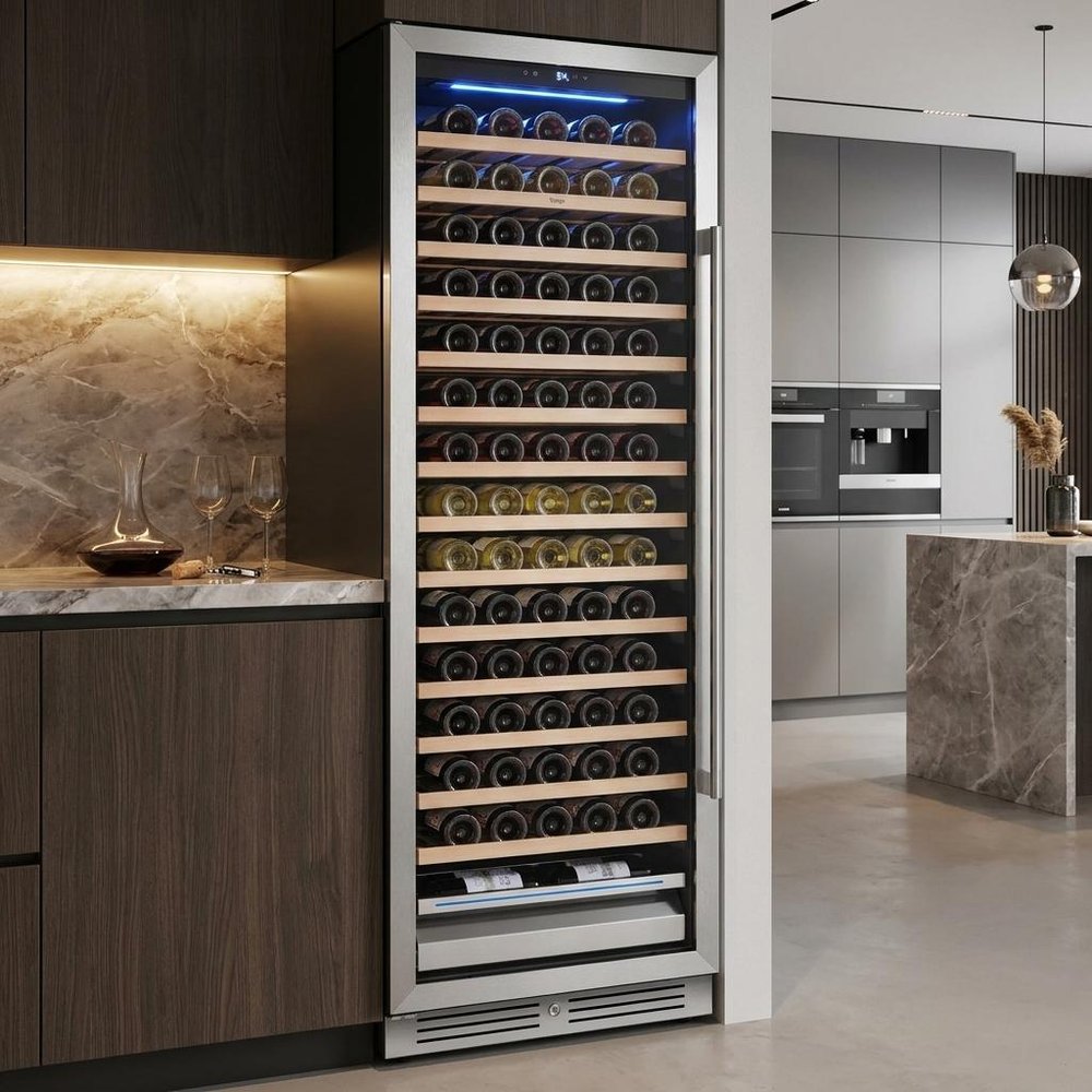 69" X 23" Silver and Black Stainless Steel Single Compartment Wine Refrigerator — view 6