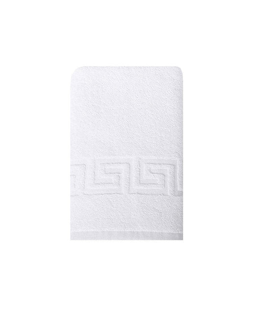 White Greek Key Turkish Cotton 30" X 16" Hand Towel