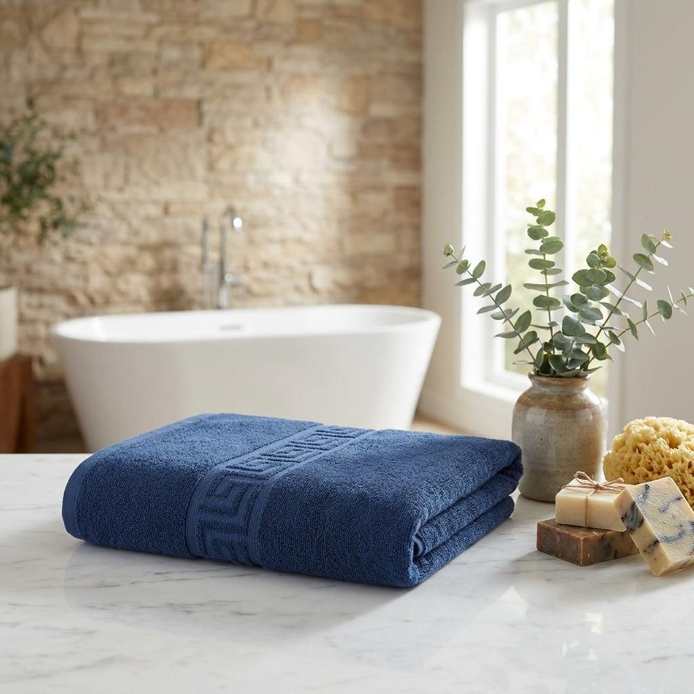 White Greek Key Turkish Cotton 30" X 16" Hand Towel — view 9