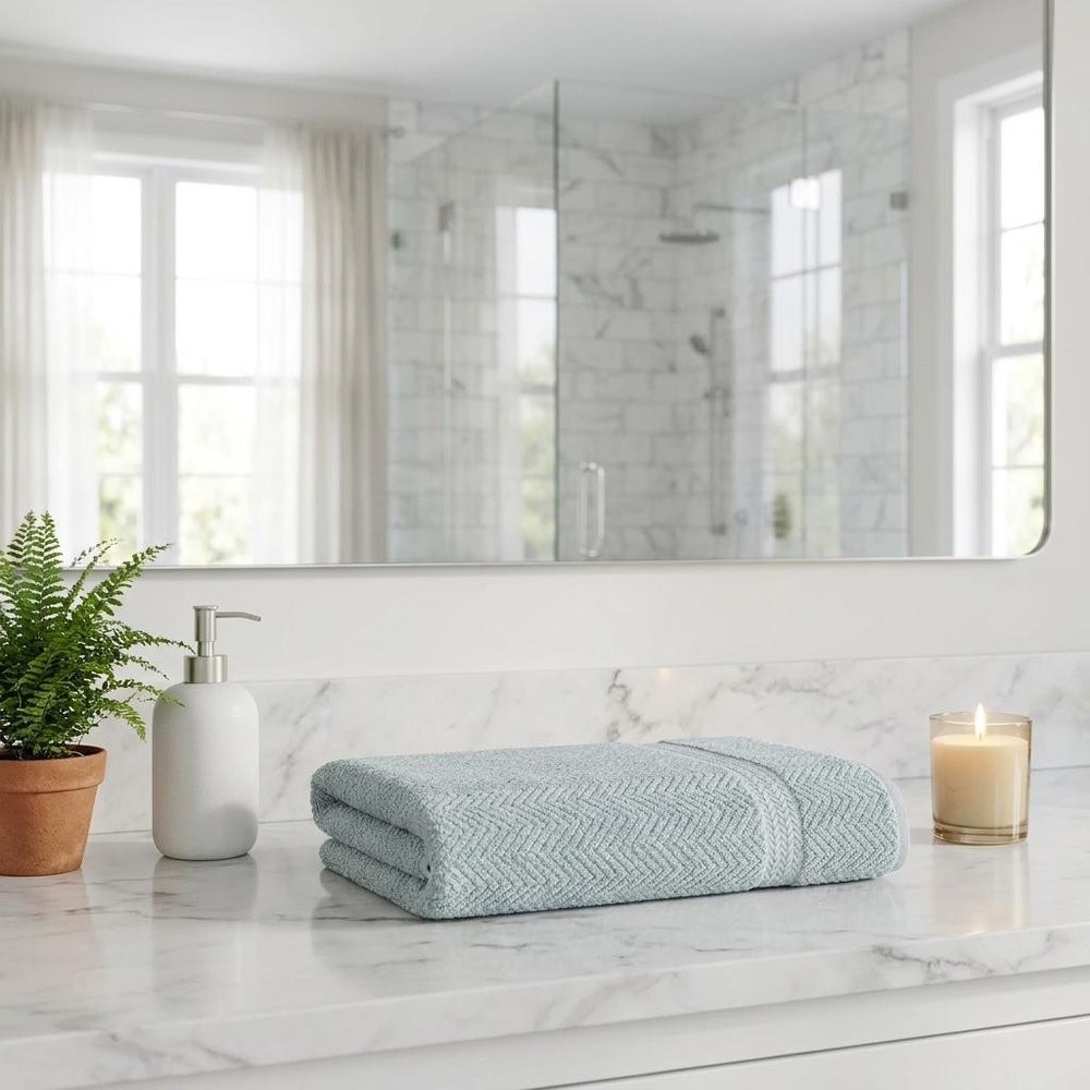 Light Blue Turkish Cotton 35" X 70" Chevron Bath Sheet — view 4