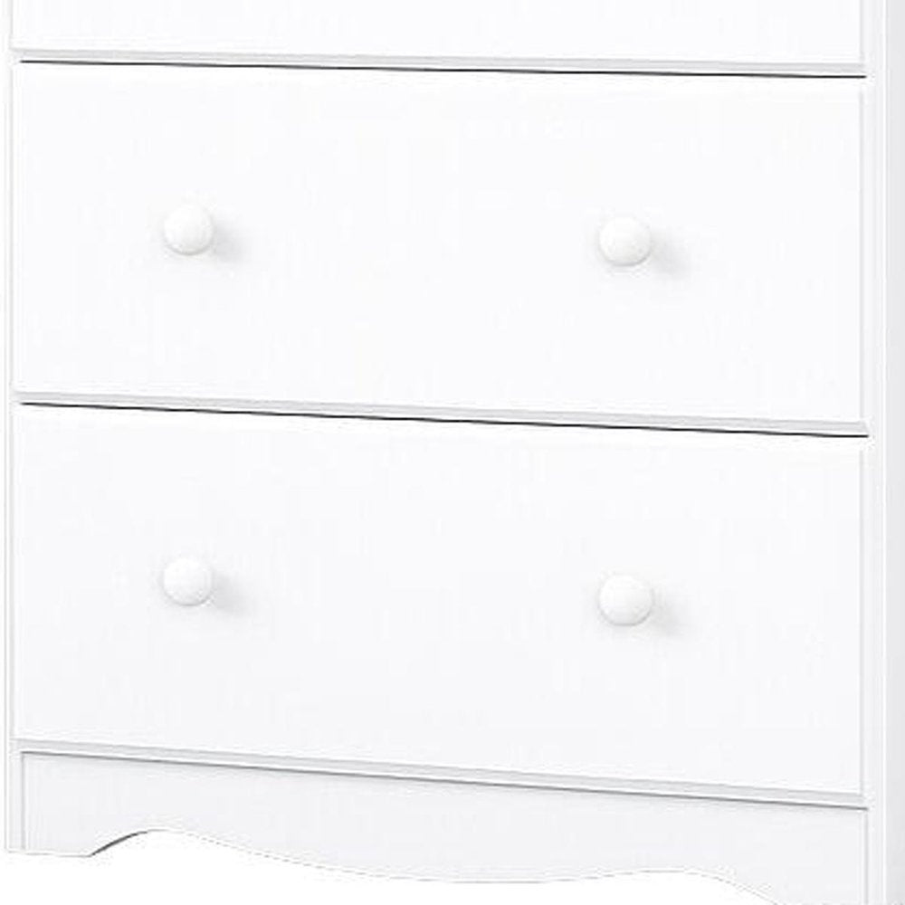 32" White Solid Wood Five Drawer Dresser HomeRoots