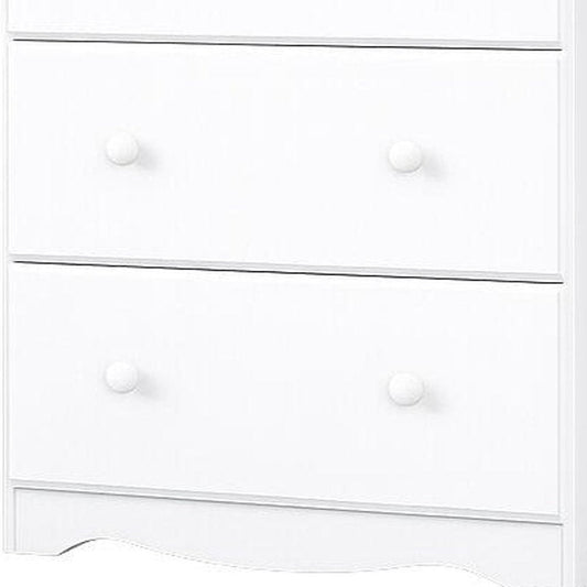32" White Solid Wood Five Drawer Dresser