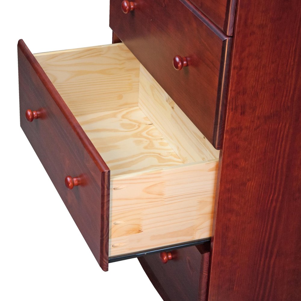 32" Mahogany Solid Wood Five Drawer Dresser HomeRoots