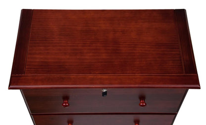 32" Mahogany Solid Wood Five Drawer Dresser HomeRoots