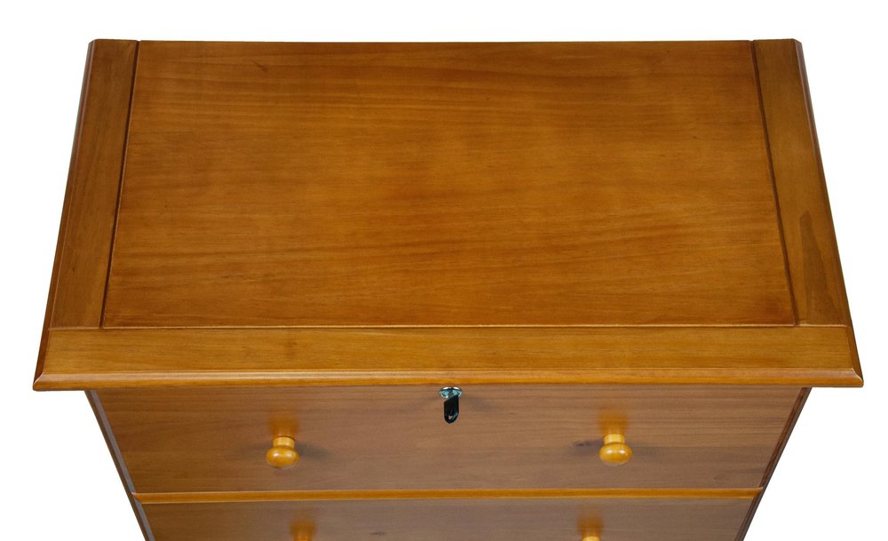 32" Golden Brown Solid Wood Five Drawer Dresser — view 3