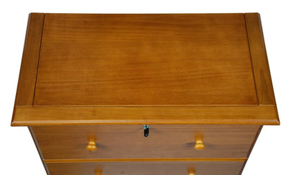 32" Golden Brown Solid Wood Five Drawer Dresser