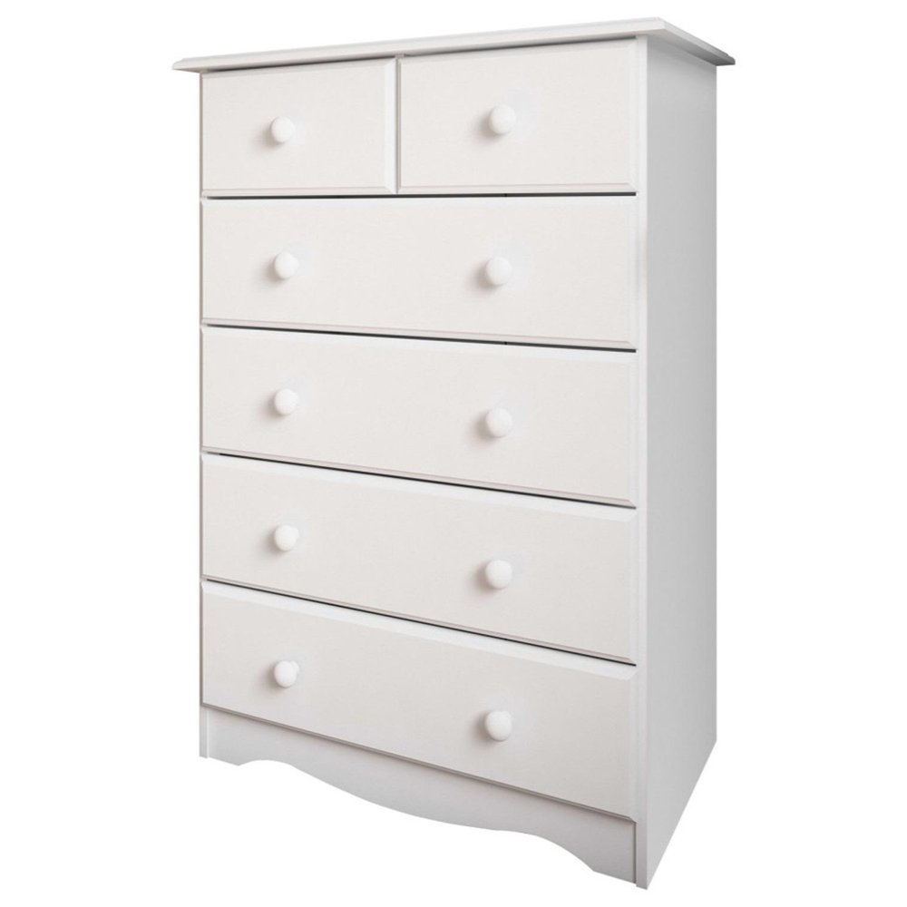 32" White Solid Wood Six Drawer Dresser HomeRoots