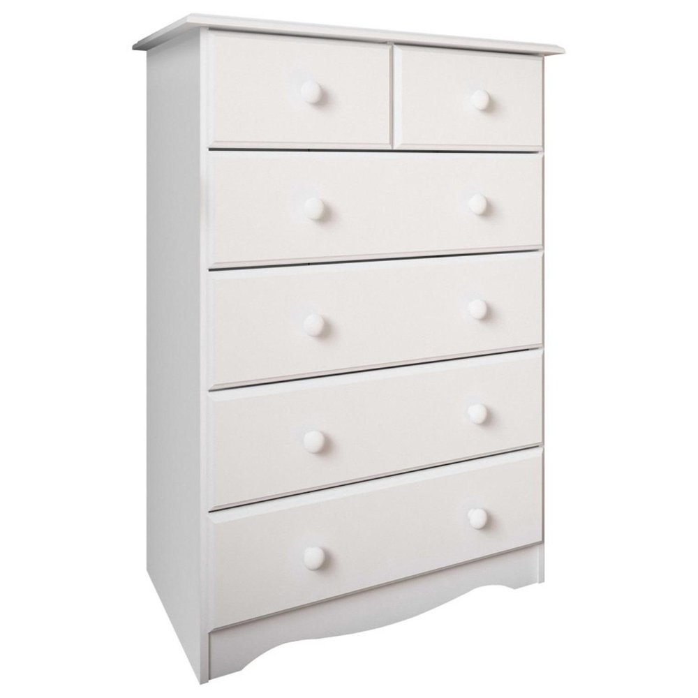 32" White Solid Wood Six Drawer Dresser — view 5