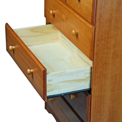 32" Golden Brown Solid Wood Five Drawer Dresser HomeRoots