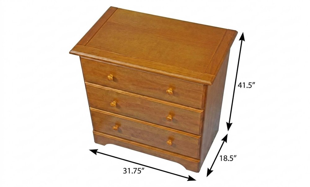 32" Golden Brown Solid Wood Five Drawer Dresser — view 4
