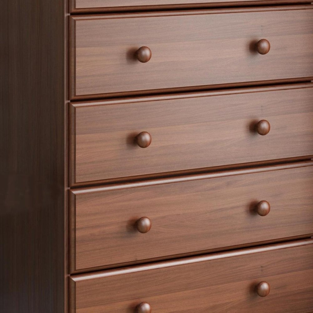 32" Coffee Solid Wood Five Drawer Dresser — view 5