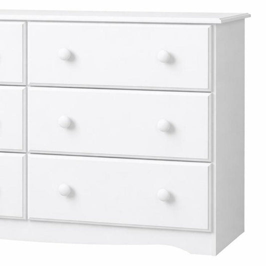 48" White Solid Wood Six Drawer Double Dresser