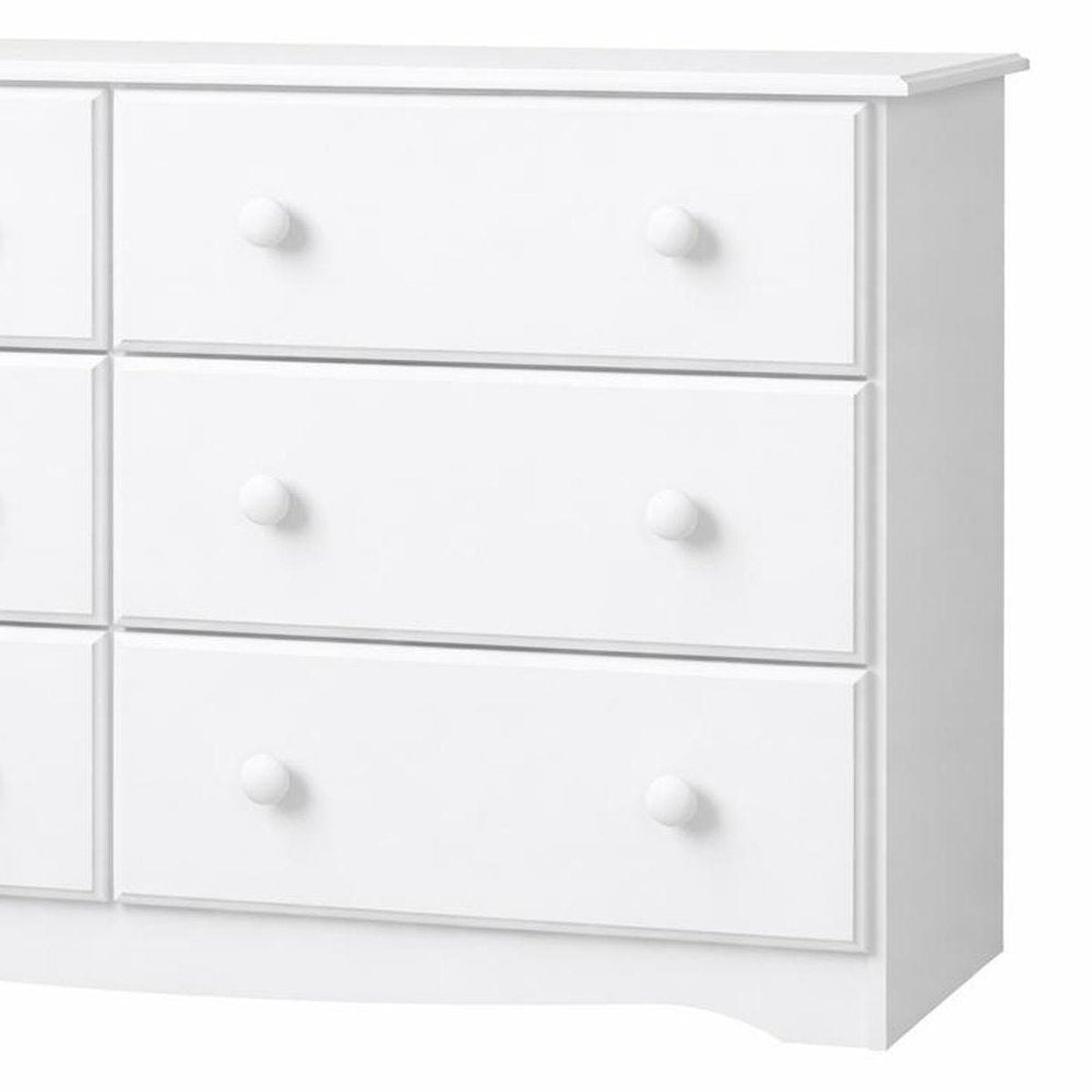 48" White Solid Wood Six Drawer Dresser HomeRoots