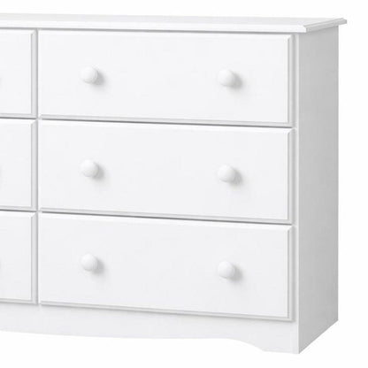 48" White Solid Wood Six Drawer Double Dresser