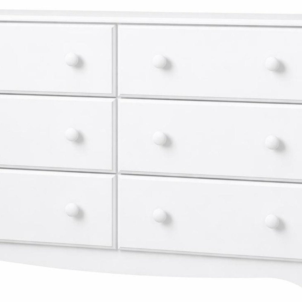 48" White Solid Wood Six Drawer Dresser HomeRoots