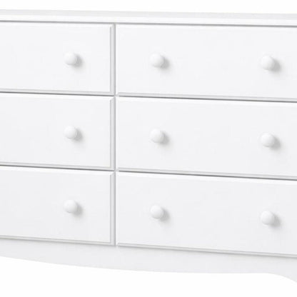 48" White Solid Wood Six Drawer Dresser HomeRoots