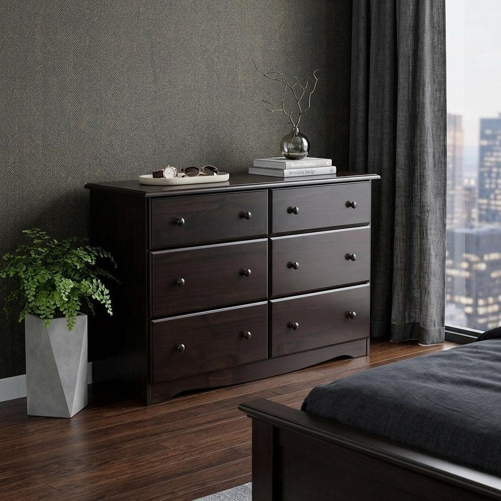 48" White Solid Wood Six Drawer Double Dresser — view 10