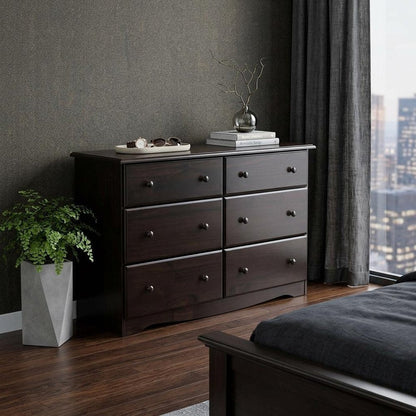 48" White Solid Wood Six Drawer Dresser HomeRoots