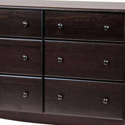 48" White Solid Wood Six Drawer Double Dresser