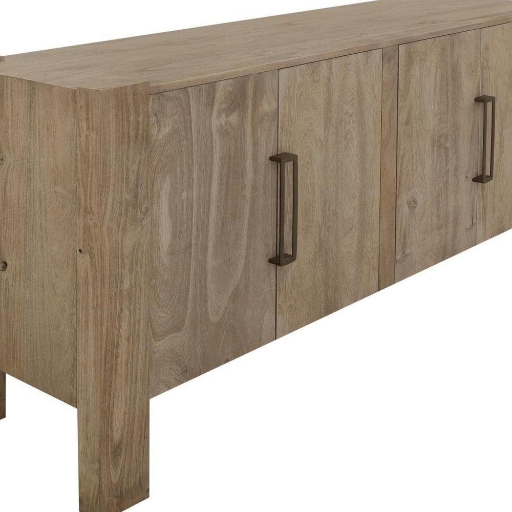 70" Ivory Distressed Wood Sideboard With Four Doors