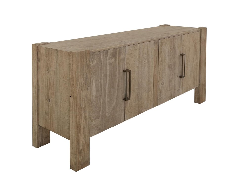 70" Ivory Distressed Wood Sideboard With Four Doors — view 1