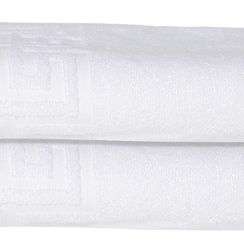 Set of Two White Greek Key Turkish Cotton 27" X 54" Bath Towels — view 4