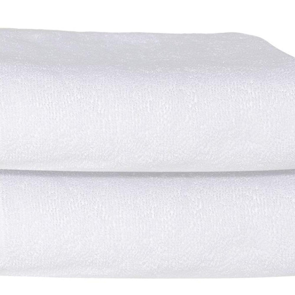Set of Two White Greek Key Turkish Cotton 27" X 54" Bath Towels HomeRoots