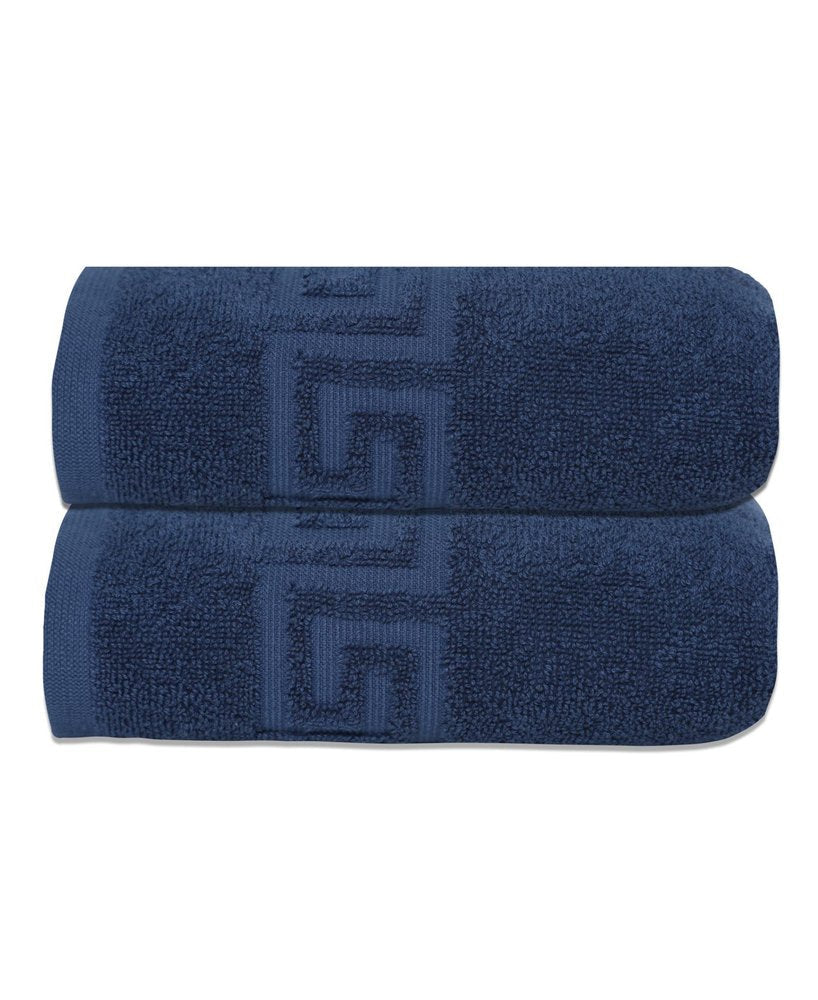 Set of Two White Greek Key Turkish Cotton 16" X 30" Hand Towels — view 9