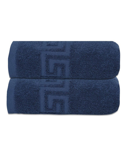 Set of Two White Greek Key Turkish Cotton 16" X 30" Hand Towels HomeRoots
