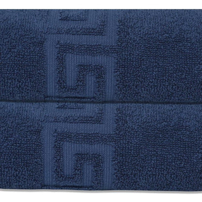 Set of Two White Greek Key Turkish Cotton 16" X 30" Hand Towels HomeRoots