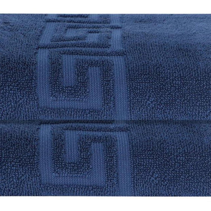 Set of Two White Greek Key Turkish Cotton 27" X 54" Bath Towels HomeRoots