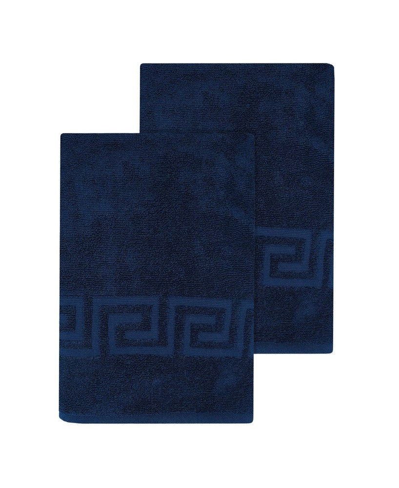 Set of Two White Greek Key Turkish Cotton 27" X 54" Bath Towels — view 13